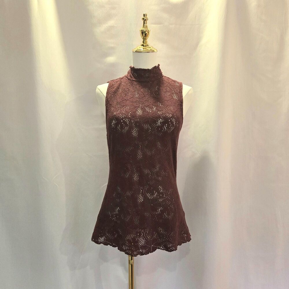 Free People Vickie Mock Neck Sleeveless Sweater - Size XL